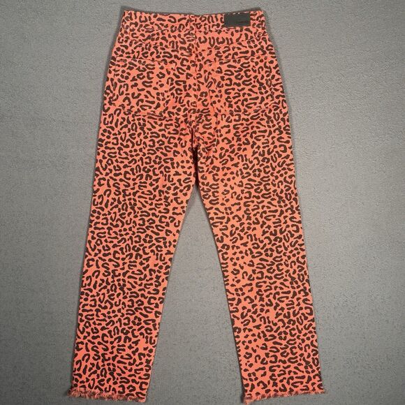 NWT Carmar Women’s Size 26 Jeans Neon Orange Leopard Pants Emelia Mid Rise - Picture 9 of 12